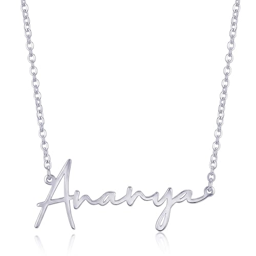 Image of TRUESILVER ACPL Personalized 925 Sterling Silver Name Necklace for Women & Girls | Customized Name Pendant Necklace | Custom Jewelry Gift for Birthday Anniversary Wedding