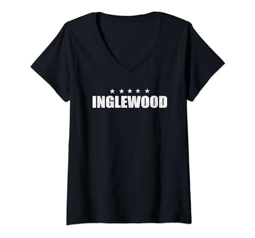 Inglewood City Patriotic Retro V-Neck T-Shirt