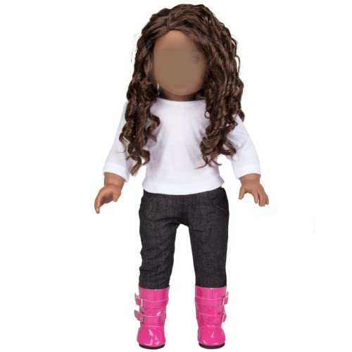 Rainy Day Doll Outfit For 18" Dolls (6 Piece Set)- Premium Handmade Costume Clothes Includes Raincoat, Umbrella, Boots, Hat, & Shirt #TOP5