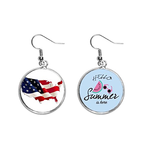 Pendientes de sandía con bandera americana que no pesan en el lóbulo