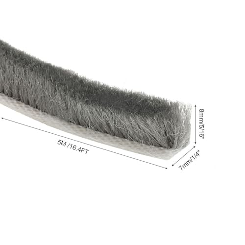 Burlete autoadhesivo de cepillo gris de 5M para aislar puertas correderas y ventanas 6