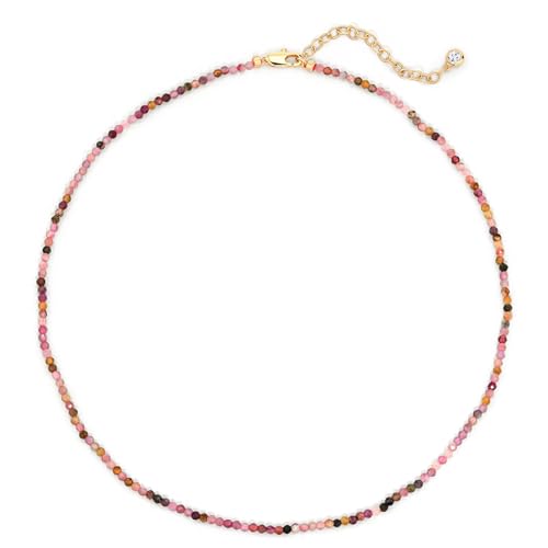 MEVECCO Gold Choker Necklace for Women 18K Gold Plated Handmade Stone Crystal Beaded Summer Necklace Jewelry Gifts For Her