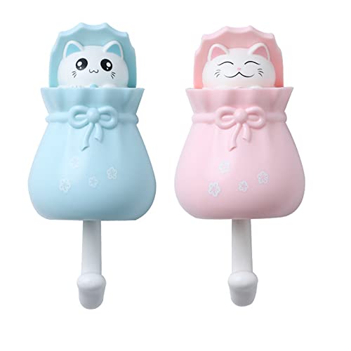 Fayemoon Fayemoon142 2 Pièces Crochet Mural Chat, Adhésif pour Enfants, Porte-Serviettes Crochets Adhésifs Décoratifs Enfants Manteau, Serviette, Clés, Sacs, Chapeaux Cover