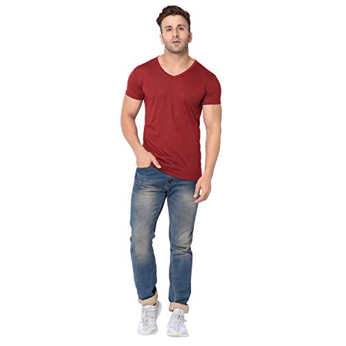 Image of Men's Cotton Blend Half Sleeve V Neck Tshirt