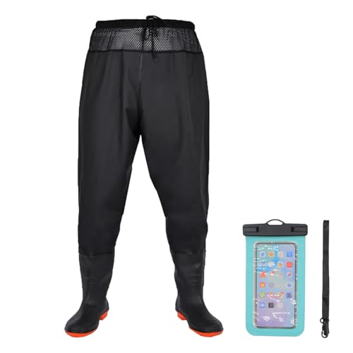 Fishing Waist Waders Nylon/PVC Waterproof Hunting Wader Pants with Boots, Waist Wader Bootfoot for Men and Women