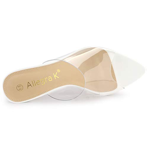 Allegra K Allegra K Women's Clear Chunky Heel White Slides Sandals Mules 6.5 M US
