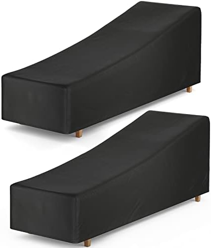 F Fellie Cover Patio Chaise Lounge Cover, 82-inch Lounge Chair Cover, Water Resistant Lounge Covers for Outdoor Furniture, 2 Pack, Black