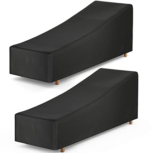 F Fellie Cover Patio Chaise Lounge Cover, 82-Inch Lounge Chair Cover, Water Resistant Lounge Covers For Outdoor Furniture, 2 Pack, Black #TOP3