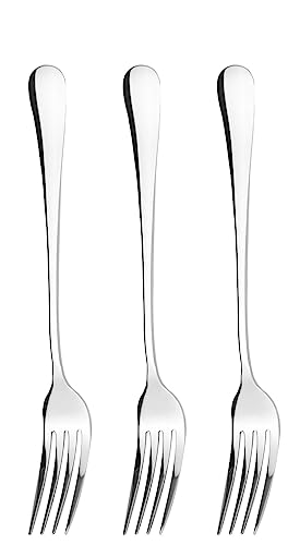 Qinglele Conjunto de 3 garfos de jantar em aço inoxidável 304, 17,5 cm