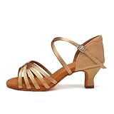 HIPPOSEUS Women's Latin Dance Shoes Beige 2 inch Heel Professional Ballroom Salsa Dance Practice Shoes Suede Sole,6.5 B(M) US