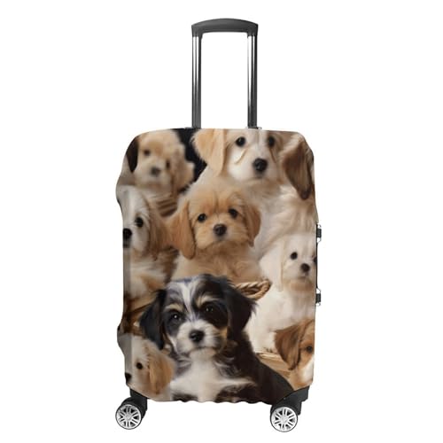 Cute Pet Dogs Luggage Cover Tsa Approved Suitcase Covers for Luggage Elastic Washable Suit Case Covers Anti-Scratch Travel Luggages Sleeve Suitcase Protector Fits 19-30 Inch Case(S)