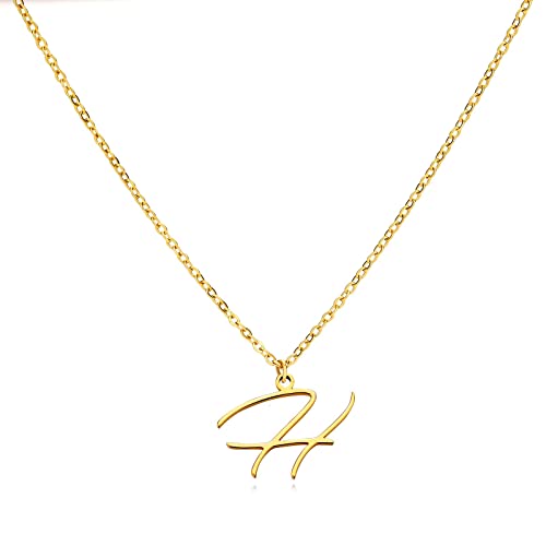 [Pixy Jewelry] �A���t�@�x�b�g �C�j�V���� �y���_���g�l�b�N���X �M�L�� 316L �T�[�W�J���X�e�����X Stainless �����A�����M�[�Ή� ���S ���f�B�[�X ��×p ���A�� �V���v�� ���ɗD���� �N���X�}�X �S�[���h (H)