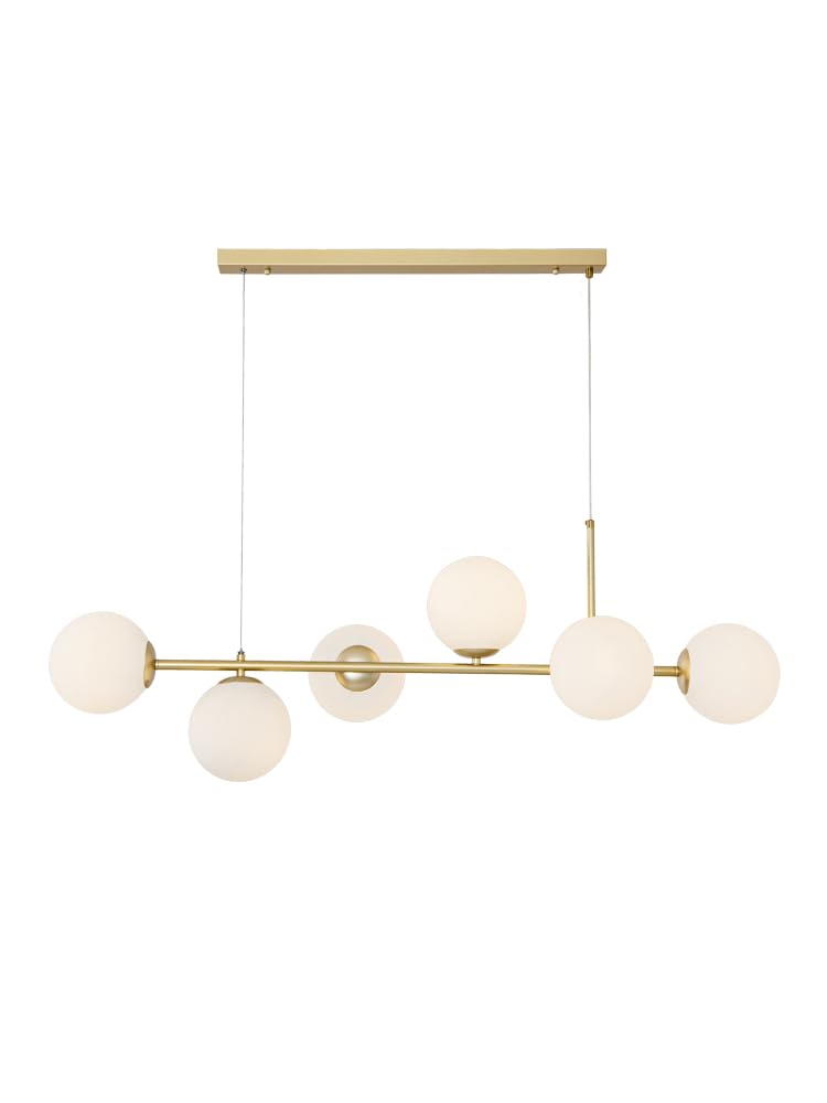 Dopa Dopastore Lampadario a Sospensione con 6 Attacchi G9 Design Sfere in Acrilico Struttura Bronzo Lampada a Soffitto IP20 Per Interni Camere Salone