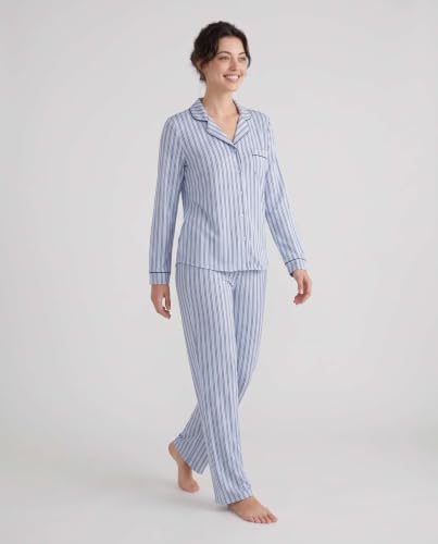 Image of Laura Ashley Women's Plush Knit Pajamas 2 Piece Ultra Soft Brushed Long Sleeve Button Down Top and Pants Sleepwear Set