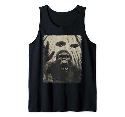 Bigfoot Sasquatch Yeti UFO Extraterrestre Extraterrestre Selfie Camiseta sin Mangas