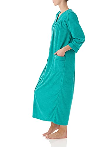 AmeriMark Women Full-Length Snap Front Terrycloth Long Bathrobe – Loose Absorbent Full-Coverage Plush Long Ankle Bath Robe2