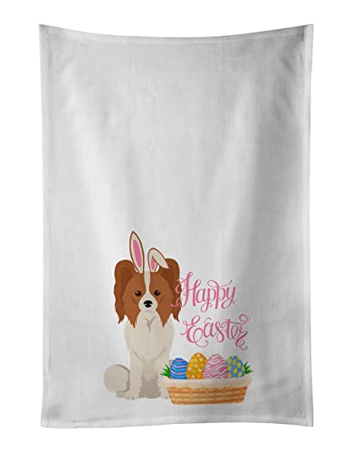 Caroline's Treasures WDK5062WTKT Red and White Papillon Easter White Kitchen Towel Set of 2 Dish Towels Decorative Bathroom Hand Towel for Hand, Face, Hair, Yoga, Tea, Dishcloth, 19 X 25, White