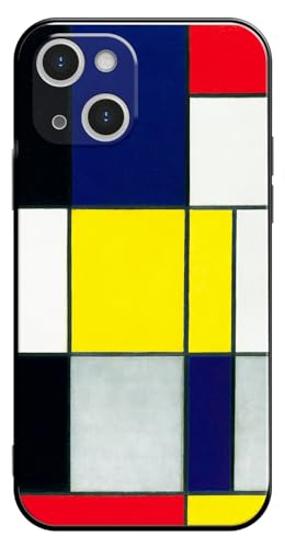 Berkin Arts Compatible with iPhone 15 Case Silicone Cover with Screen Protector Neo-Plasticism Combined with Minimalist Geometry（Red Blue and Yellow by Mondrian）