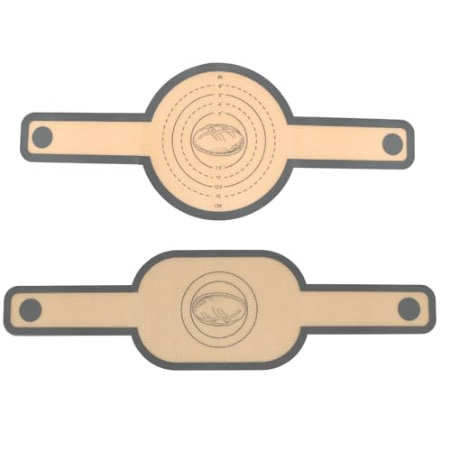 Marjoramy 2 Pièces Tapis de Cuisson pour Pain, Tapis de Cuisson en Silicone pour Four Hollandais, Élingue à Pain Ovale et Ronde en Silicone, Élingue à Pain en Silicone, Tapis de Cuisson en Silicone