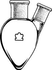 Kimble Chase FLASK 50ML 14/20 14/20 Pear Shaped Two Neck Heavy Wall Distilling Flasks - KMBL