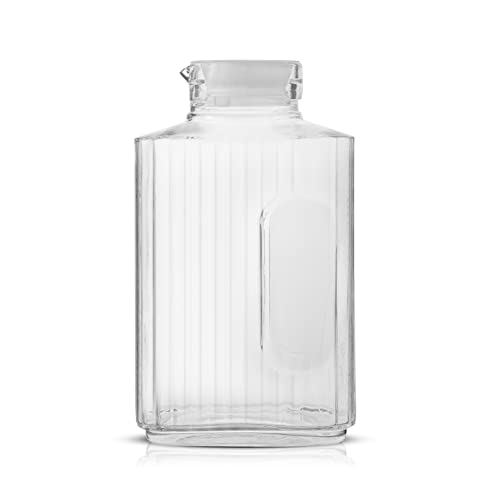 image for JoyJolt 68oz Glass Pitcher with Lid (2 Lids), Rectangle Beverage Serve