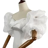 RUNRAYAY - 1 par de mangas abullonadas desmontables de satén blanco para novia, accesorios para vestido de novia