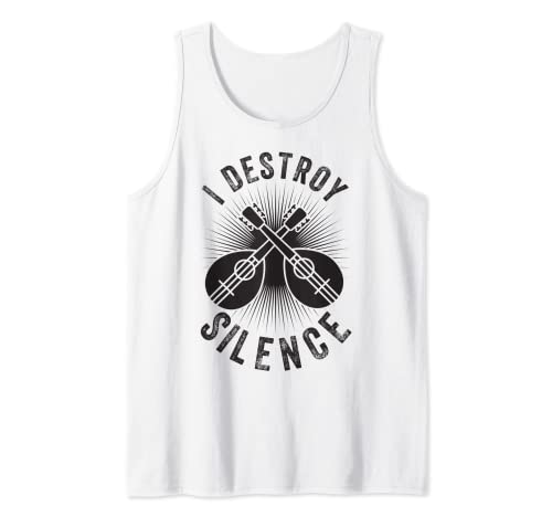 I Destroy Silence - Instrumento músico Vintage Mandolina Camiseta sin Mangas