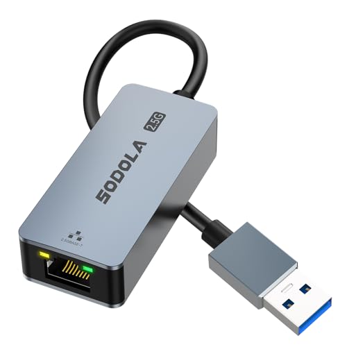 Sodola USB to Ethernet Adapter 2.5Gb, Ethernet Adapter for Laptop, Aluminum, USB 3.0 to RJ45 Network Internet LAN Adapter, Compatible for NAS,Laptop,Tablet, PC Unter Windows 11/10/8, macOS USW