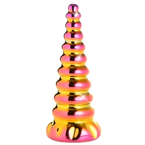 CREATURE COCKS Twilight Rainbow Gode en verre pour hommes, femmes et couples. Verre résistant et sans danger pour le corps. Lisse et effilé. 1 pièce, rose et jaune.