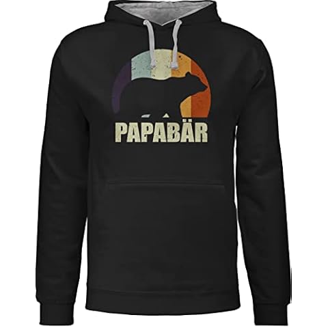 Shirtracer Pullover Herren Frauen Hoodie Kontrast zweifarbig - Geschenk zum Vatertag - Papa Bär Vatertagsgeschenk Papa Bear Geschenkidee - L - Schwarz/Grau meliert - vatertagssprüche Damen - JH003 Cover