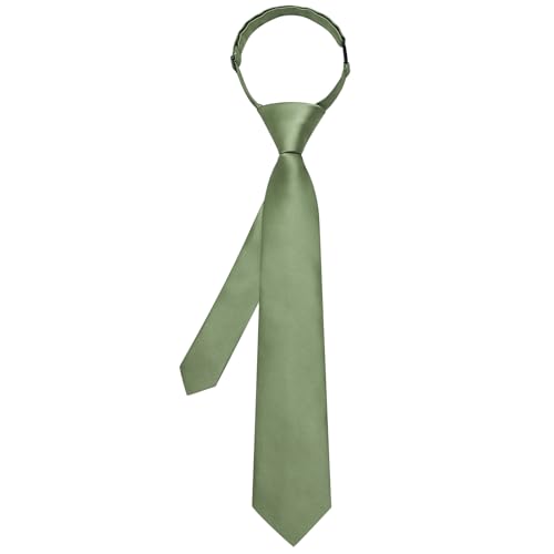 Image of Hi-Tie Pretied Boys Ties Solid Color Kids Adjustable Necktie Lapel Pin Clip Set Age 8-12 Wedding School Graduation