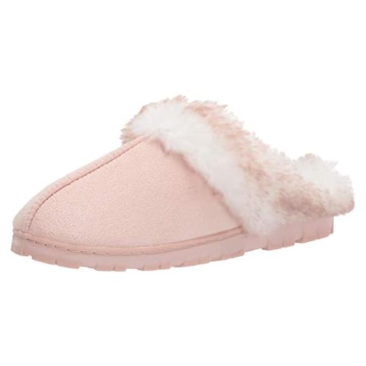 Jessica Simpson Women's Faux Fur Clog - Comfy Furry Soft Indoor House Slippers with Memory Foam, Pink, Medium
