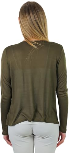 Image of ToBeInStyle Womens Open Front Long Sleeve Lightweight Asymmetrical Draped Cardigan with Side Pockets