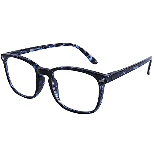 DOOViC Blaulichtfilter Lesebrille Blau/Eckig Rahmen Große Gläser Computerbrille Brille mit Sehstärke für Herren/Damen 1,0 Cover