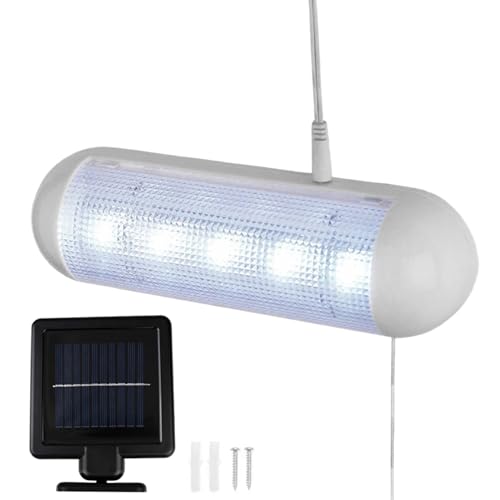 Lawnrden Solar Shed Light 600mAh White LED Solar Garage Lights with Pull Cord Waterproof ABS Wall Lamp for Indoor Outdoor| Lights Outdoor