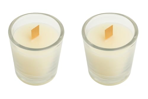 Vanilya Tarçın Portakal Kokulu Mum Seti, Ahşap Fitil, 2'li Cam Bardak Mum, 40 ml, Dekoratif & Hediyelik
