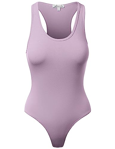 HATOPANTS Tank Top Bodysuits Sleeveless Scoopneck Racerback Cotton Jumpsuits DUSTYLAV M