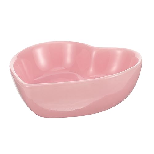 VICASKY Ceramic Hamster Bowl Heart-Shaped Small Pet Food Bowl Non-Spill Pink Ceramic for Hamsters Rabbits Cage Accessory