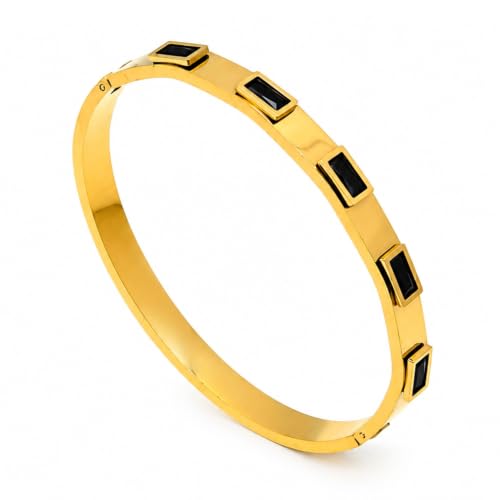 Image of Stylish Gold Plated Bangle for Women | Daily Use Stainless Steel Kada | Anti-Tarnish Waterproof Cuff | Multicolour Crystal Evil Eye | Daily Wear Bracelet For Womens | Premium Gift For Girl