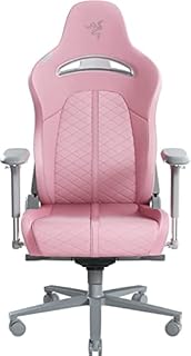 Razer Enki - Gaming chair with Integrated Lumbar Support (Desk/Office Chair, Multi-Layer Synthetic Leather, Foam Padding, Head Cushion, Height Adjustable) Quartz | Standard
