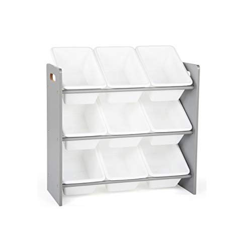 Tot Tutors Toy Organizer, 9 Bin Storage, Grey/White, 24" Tall