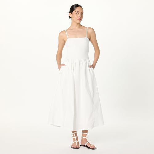 Image of The Drop Womens Robyn Mixed Media Spaghetti Strap Midi Dress