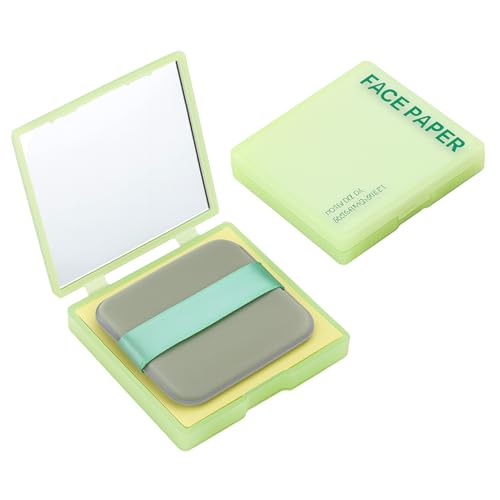 100 Feuilles Papier Matifiante Visage + Miroir + Houppette, Papier d'Arménie Naturel pour Contrôle du Sébum, Absorbant Vegan Sans Parfum, Papiers Matifiants pour Teint Frais et