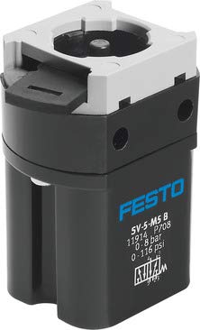 FESTO SV-5-M5-B 11914, 0-8 BAR Operating Pressure, 5/2 MONOSTABLE, 95 L/MIN Standard Nominal Flow Rate, DIE-CAST Aluminum, Front Panel Valve, M5 Female, Manual Actuation, Spring Return, SV Series