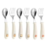 SGSCFG 3 Stück Löffel Und 3 Stück Gabeln, Edelstahl -Besteck, Süße Kinderkopplung, Tragbarer Besteck.