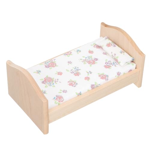 HAWILLOSCH Cama miniatura de madeira casa de bonecas móvel educativo e acessório de brinquedo para menino menina estimula a criatividade imaginação imaginação