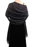 WILLBOND Damen Chiffon-Schal für Brautabend, weicher Wickelschal, Chiffon-Schal, Band-Schal, Satin-Schal für Frauen und Mädchen, schwarz 2,
