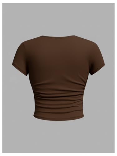 Image of SOLY HUX Girl's Basic Crop Top Set Crew Neck Short Sleeve T-Shirts 3 Packs Casual Summer Fitted Tees