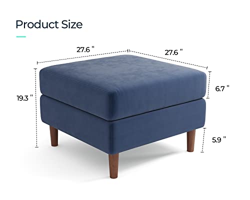 Linsy Home Ottoman Module For Velvet Modular Sectionals Sofa Couch, Cushion Covers Removable And Machine-Washable, Convertible Sectional Modular Sofa For Living Room, Blue #TOP1
