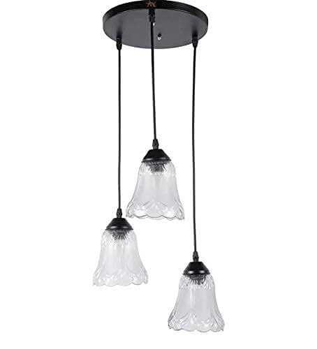 Image of Mahganya Glass 3-Light Jhumar, Ceiling Chandelier Pendant Light for Home Decoration, Hanging Lights for Living Room LED Lamp (002),Multicolor